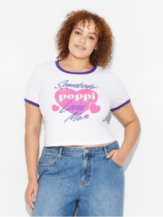pop Tops - 🌸🪻 Limited Edition Poppi Crop White and Purple Graphic Tee 💗 XXL NWT